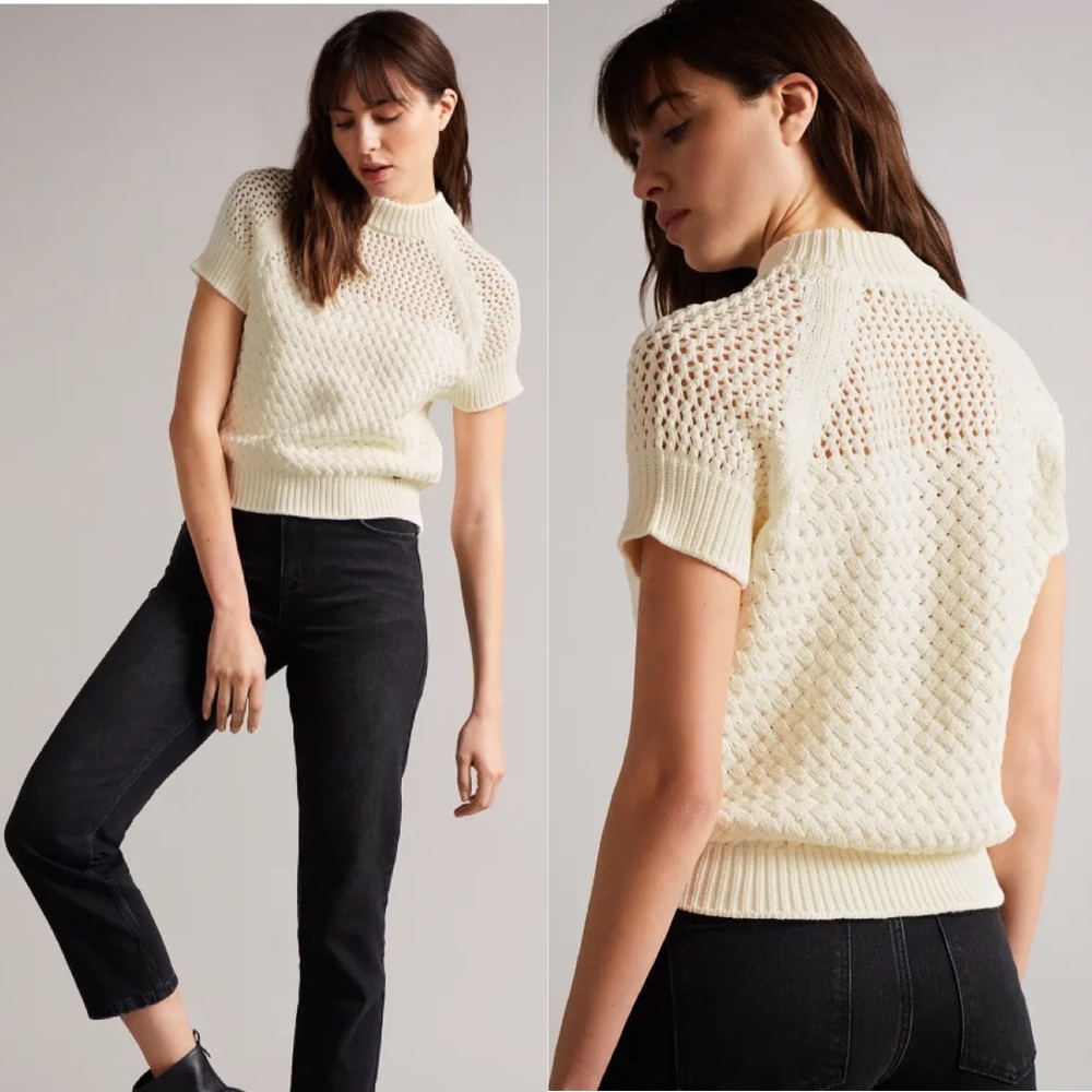 Ted Baker Stena Basket Stitch Knit Sweater Top